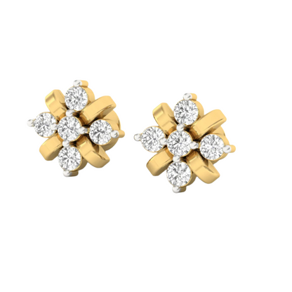 Elegant Floral Diamond Stud Earrings