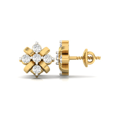 Elegant Floral Diamond Stud Earrings