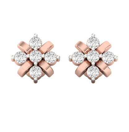 Elegant Floral Diamond Stud Earrings