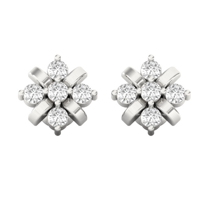 Elegant Floral Diamond Stud Earrings