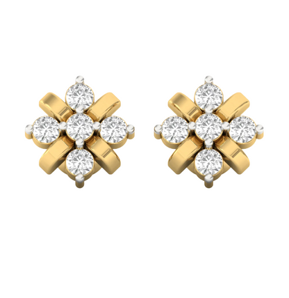 Elegant Floral Diamond Stud Earrings