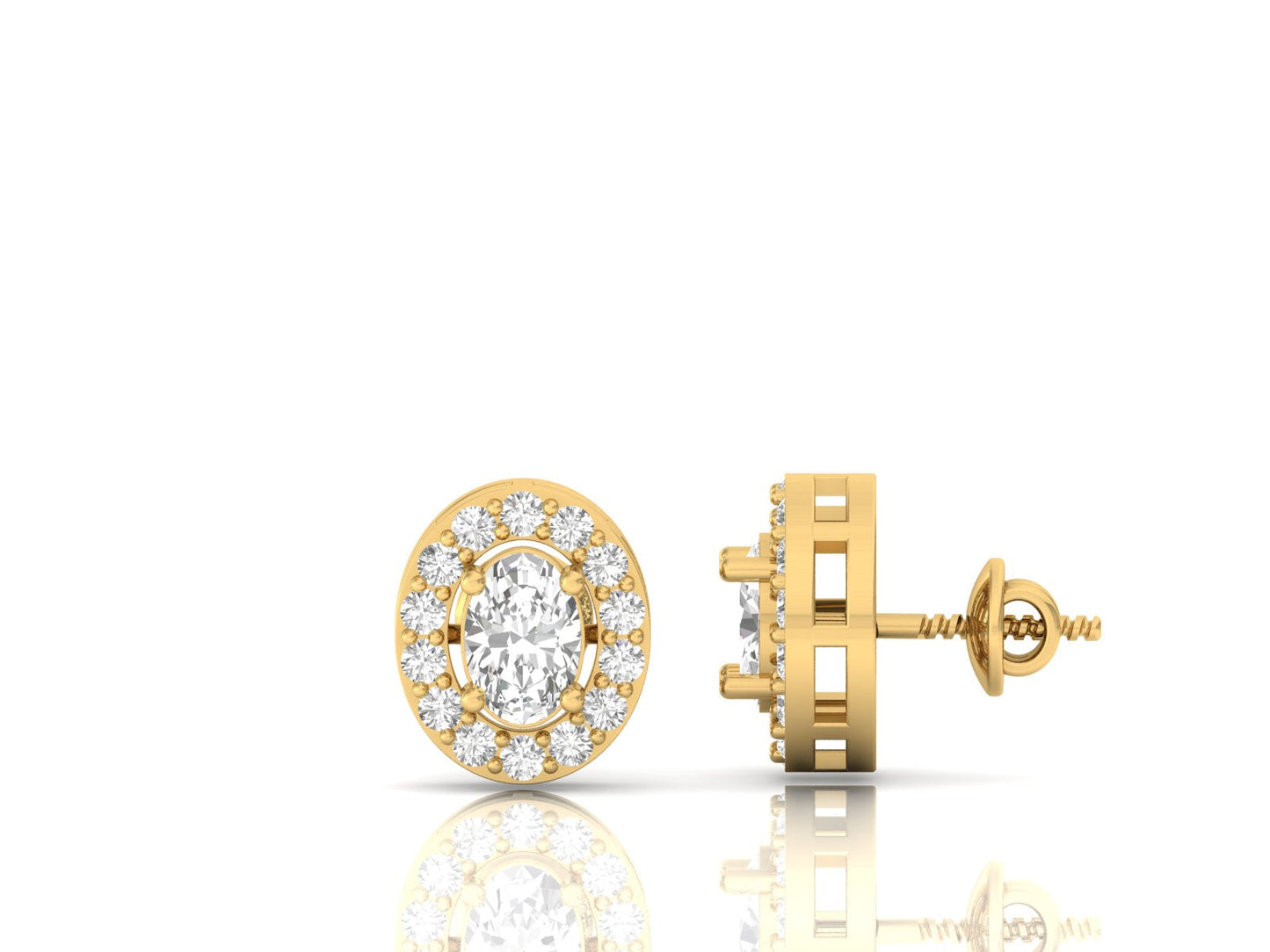 Oval Diamond Halo Earrings