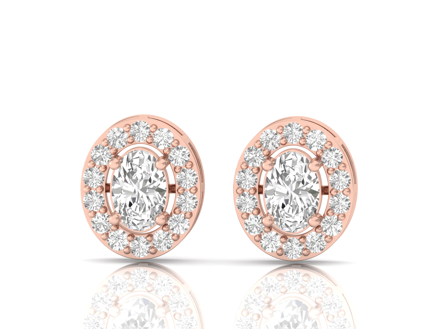 Oval Diamond Halo Earrings