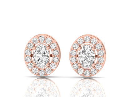 Oval Diamond Halo Earrings