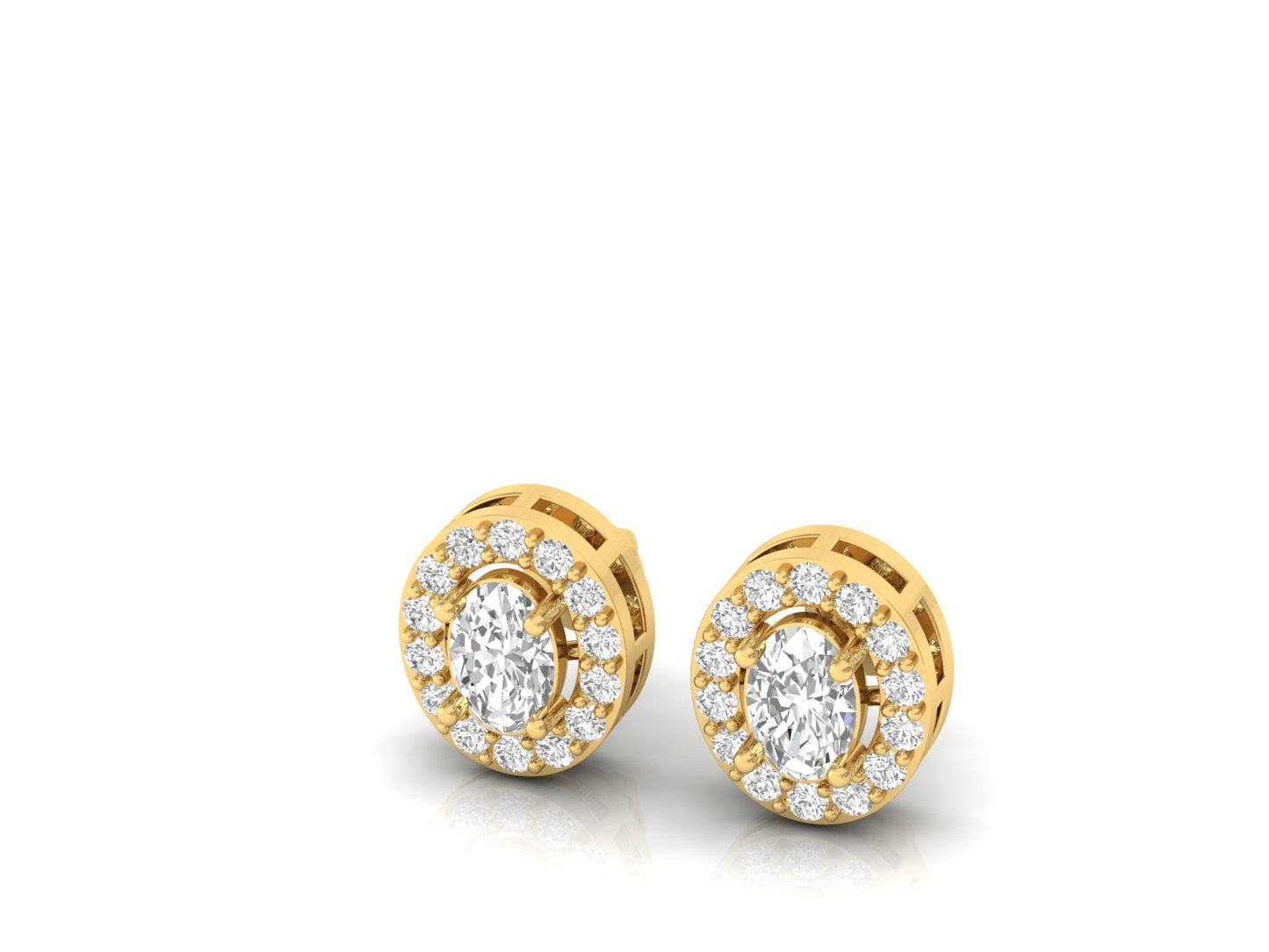 Oval Diamond Halo Earrings