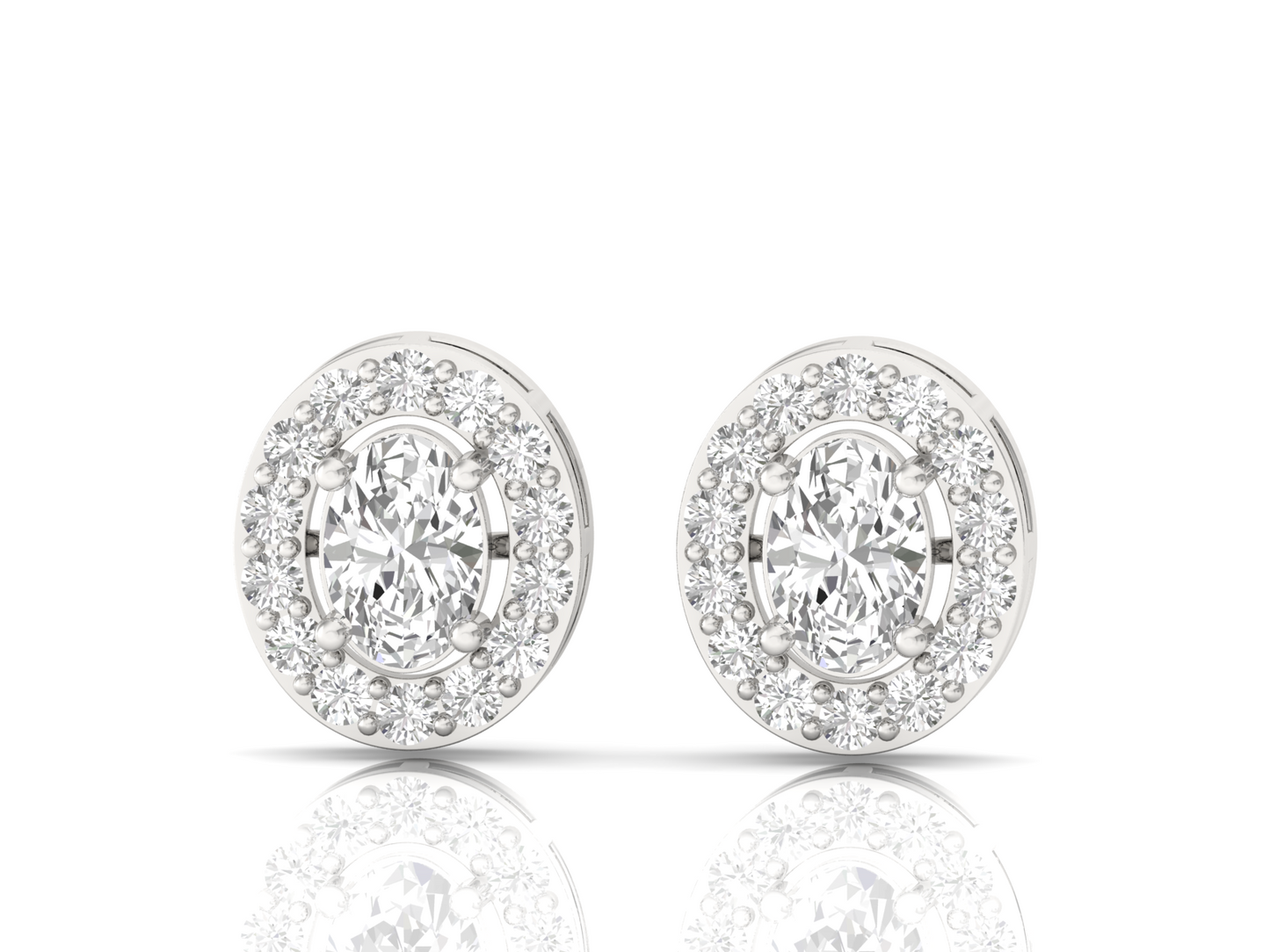 Oval Diamond Halo Earrings