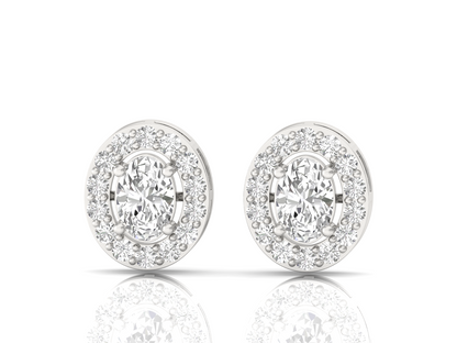 Oval Diamond Halo Earrings
