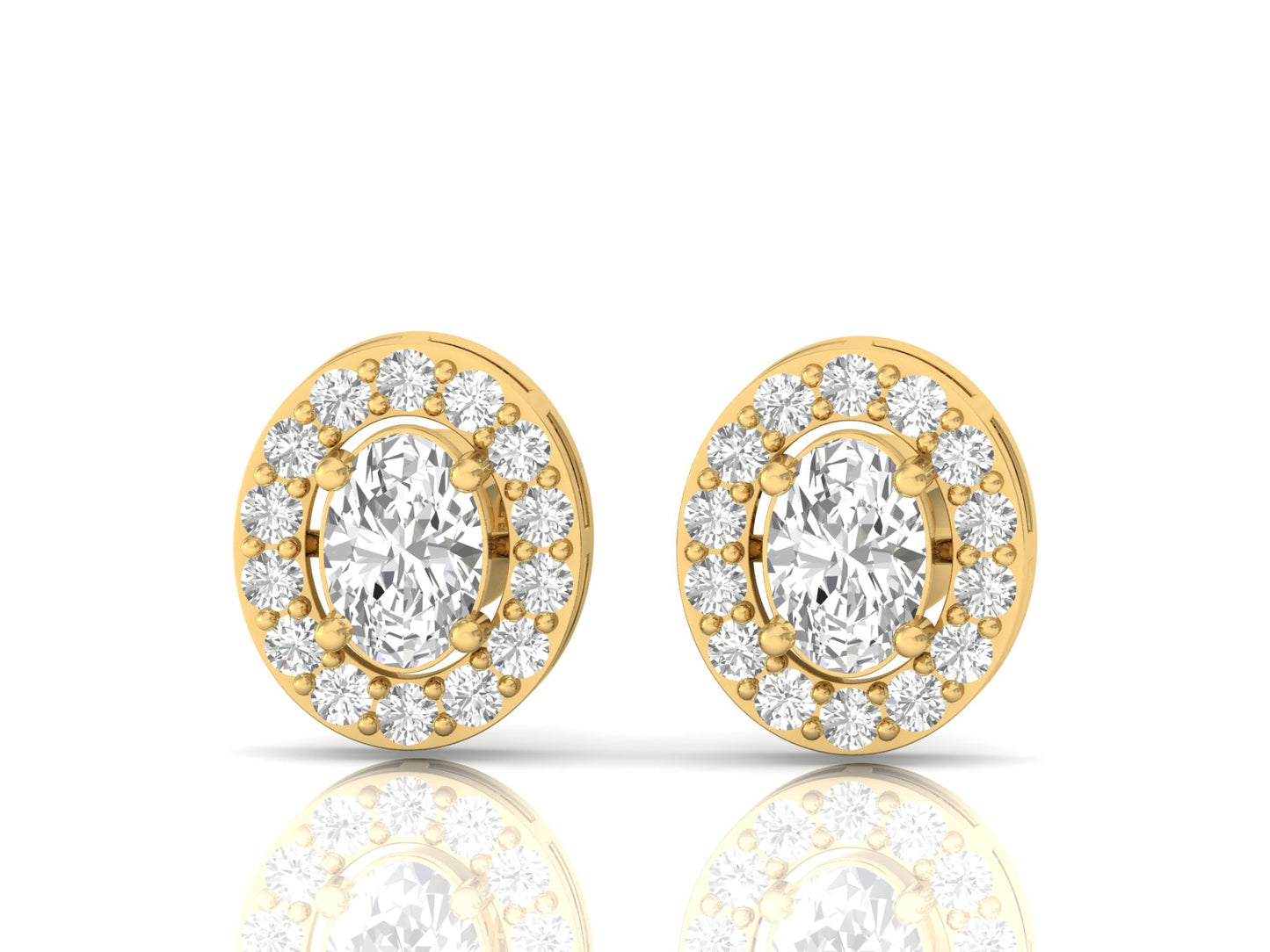 Oval Diamond Halo Earrings