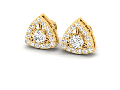 Triangular Round Diamond Stud Earrings