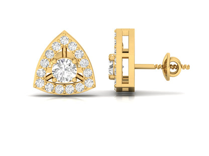Triangular Round Diamond Stud Earrings