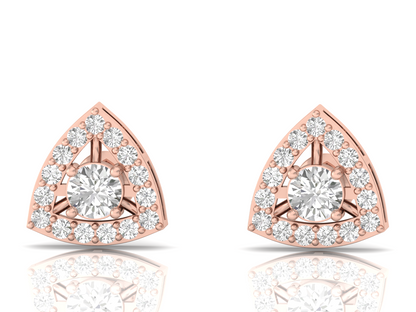 Triangular Round Diamond Stud Earrings
