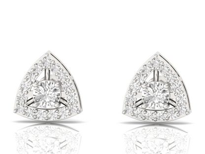 Triangular Round Diamond Stud Earrings