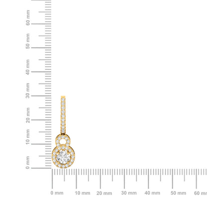 Round Halo Diamond Drop Earrings