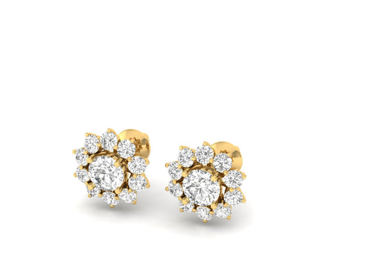 Radiant Bloom Diamond Stud Earrings