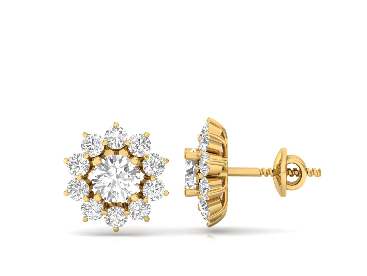Radiant Bloom Diamond Stud Earrings