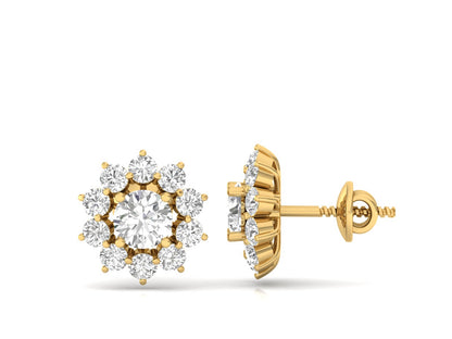Radiant Bloom Diamond Stud Earrings