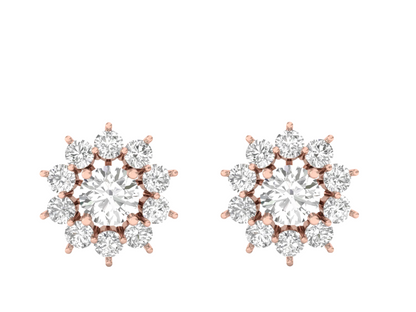 Radiant Bloom Diamond Stud Earrings