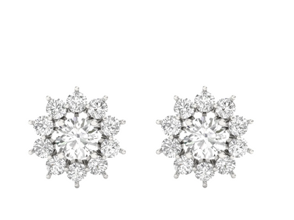 Radiant Bloom Diamond Stud Earrings