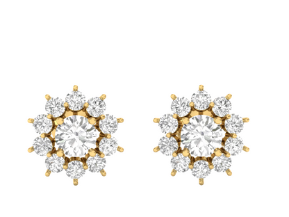 Radiant Bloom Diamond Stud Earrings