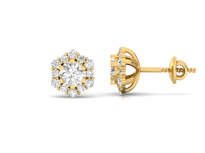 Diamond Halo Stud Earrings