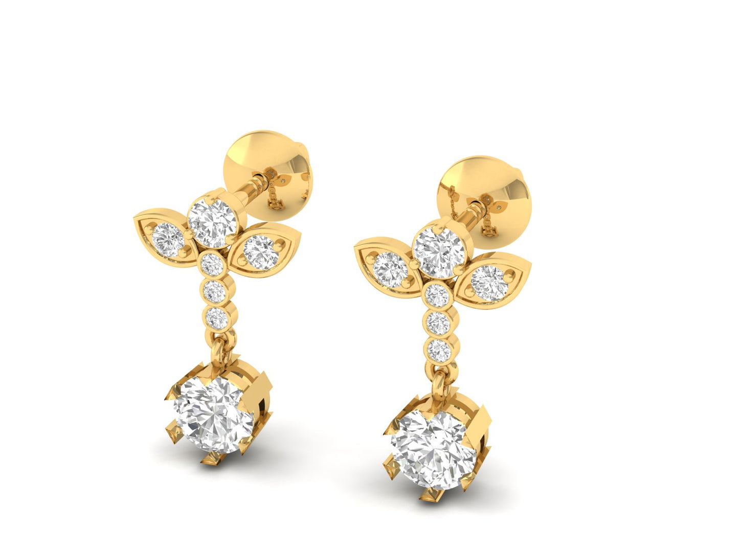 Floral Diamond Drop Earrings