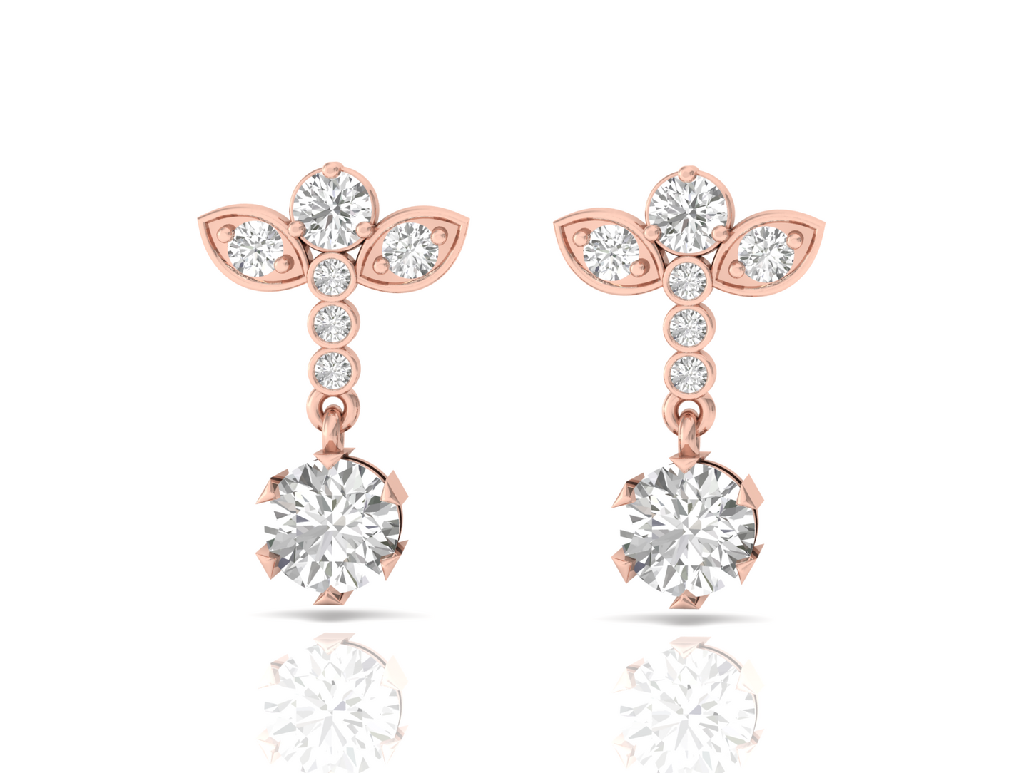 Floral Diamond Drop Earrings