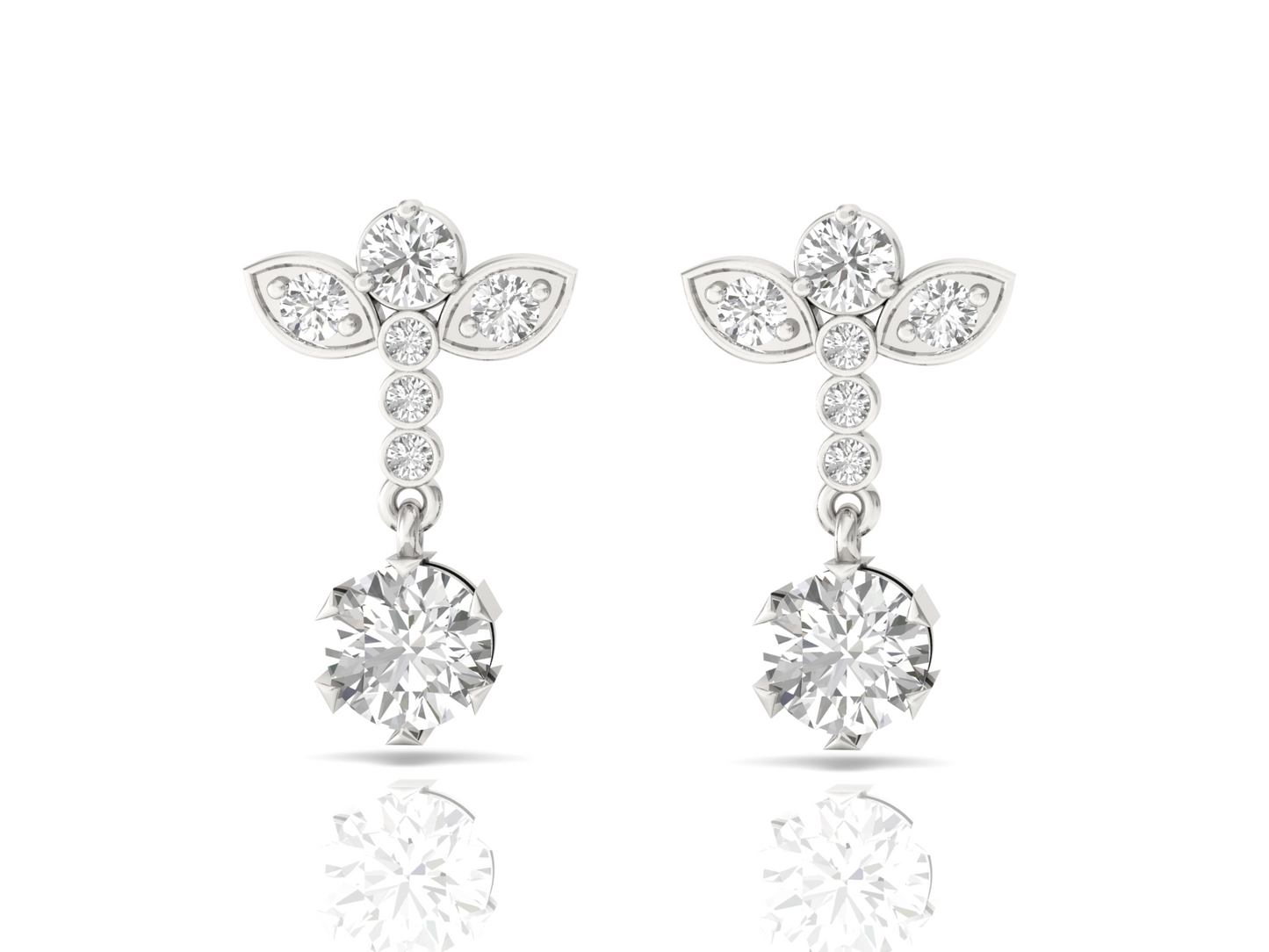 Floral Diamond Drop Earrings