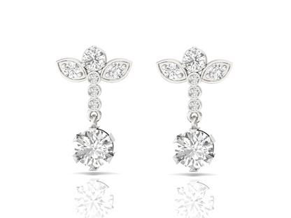 Floral Diamond Drop Earrings