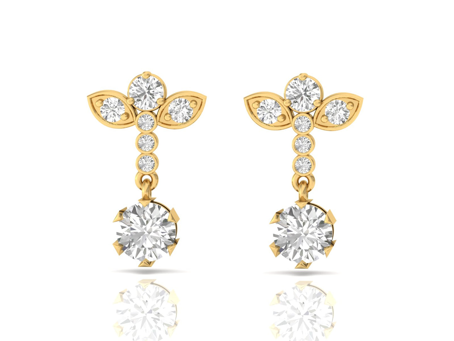Floral Diamond Drop Earrings