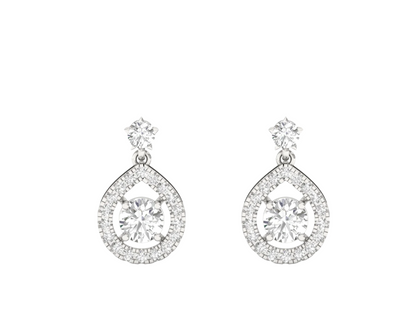 Teardrop Halo Diamond Earrings