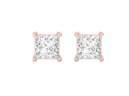 0.50 Carat Princess Solitaire Earrings