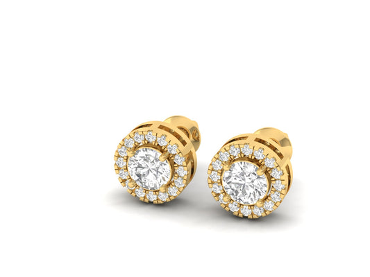 Classic Round Diamond Halo Earrings