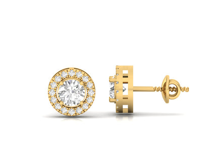 Classic Round Diamond Halo Earrings