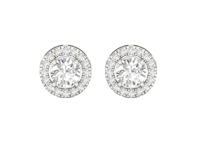 Classic Round Diamond Halo Earrings