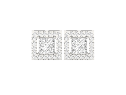 Square Halo Diamond Stud Earrings