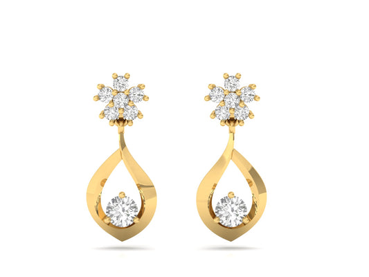 Floral & Teardrop Diamond Drop Earrings