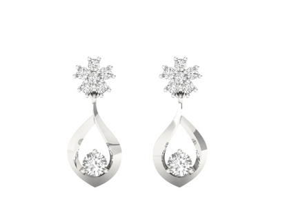 Floral & Teardrop Diamond Drop Earrings