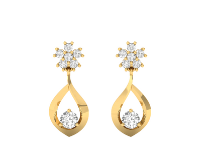 Floral & Teardrop Diamond Drop Earrings