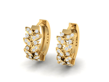 Diamond Leaf Huggie Hoops