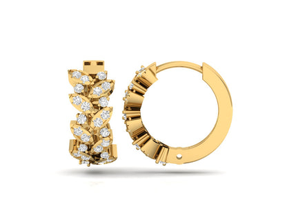 Diamond Leaf Huggie Hoops