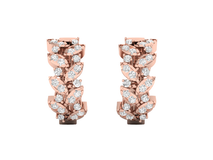Diamond Leaf Huggie Hoops