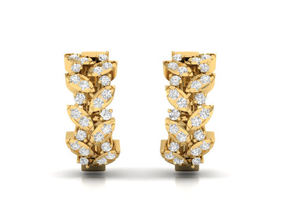 Diamond Leaf Huggie Hoops