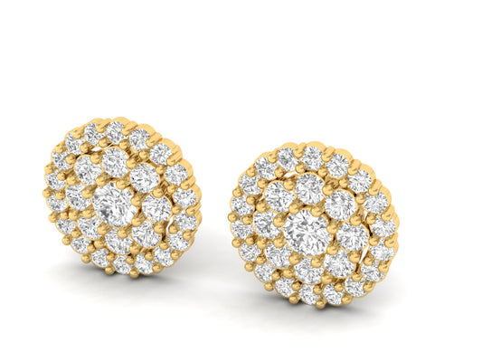 Elegant Diamond Cluster Stud Earrings