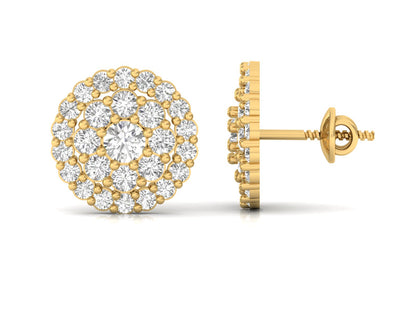 Elegant Diamond Cluster Stud Earrings