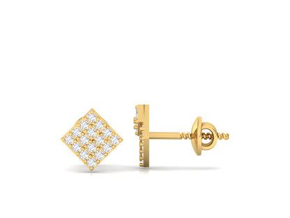 Elegant Diamond Square Stud Earrings