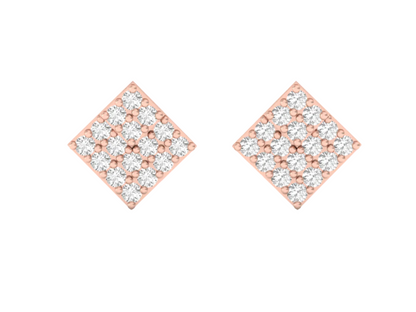 Elegant Diamond Square Stud Earrings