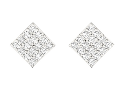 Elegant Diamond Square Stud Earrings