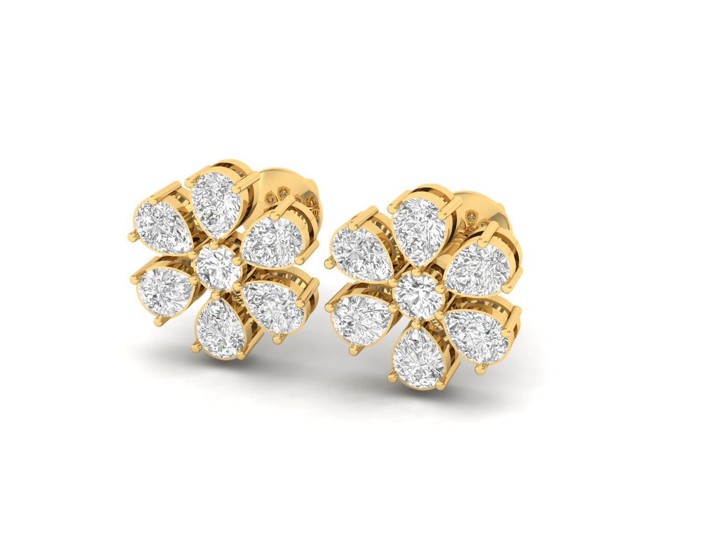 Diamond Petal Cluster Earrings