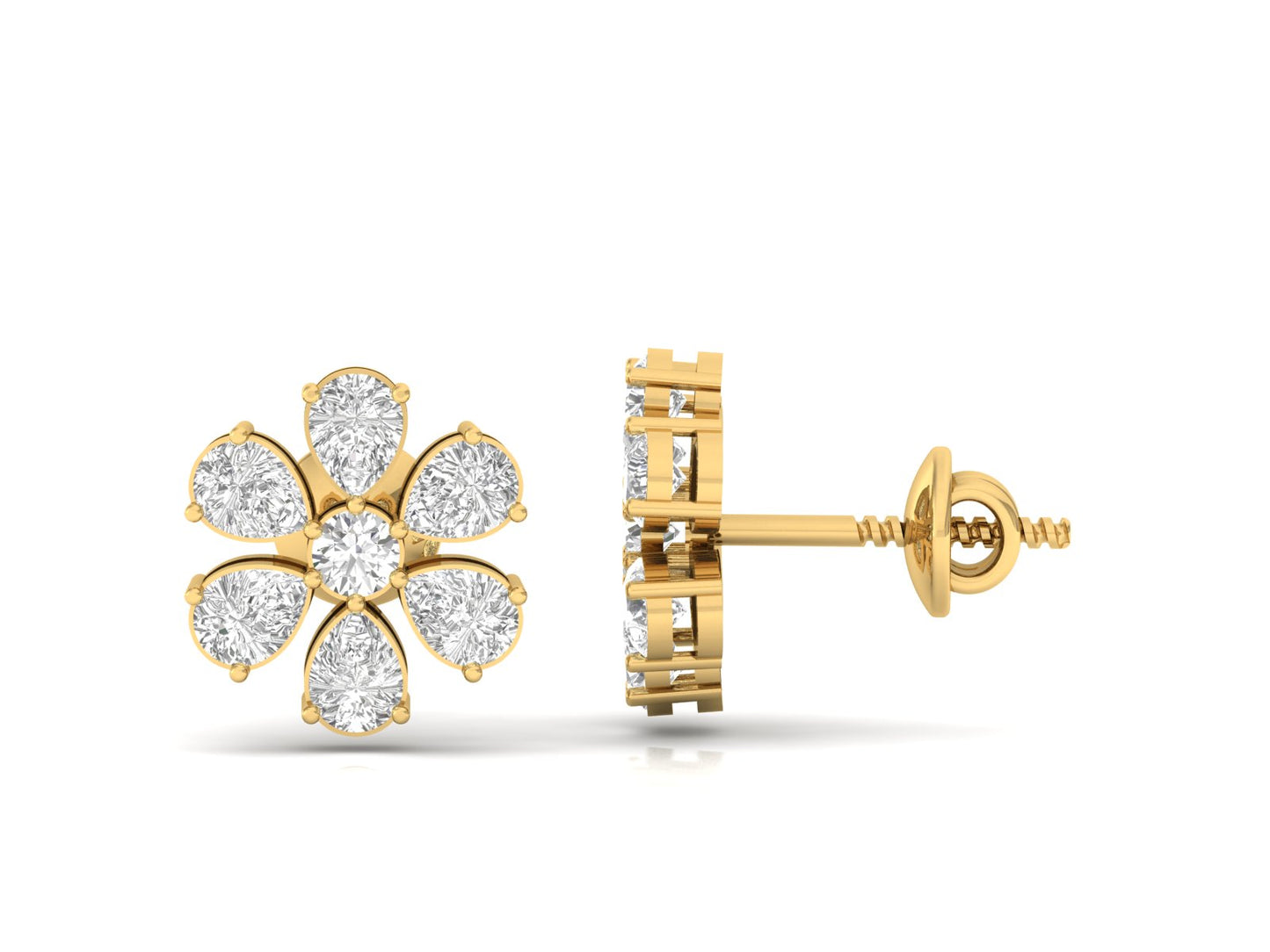 Diamond Petal Cluster Earrings
