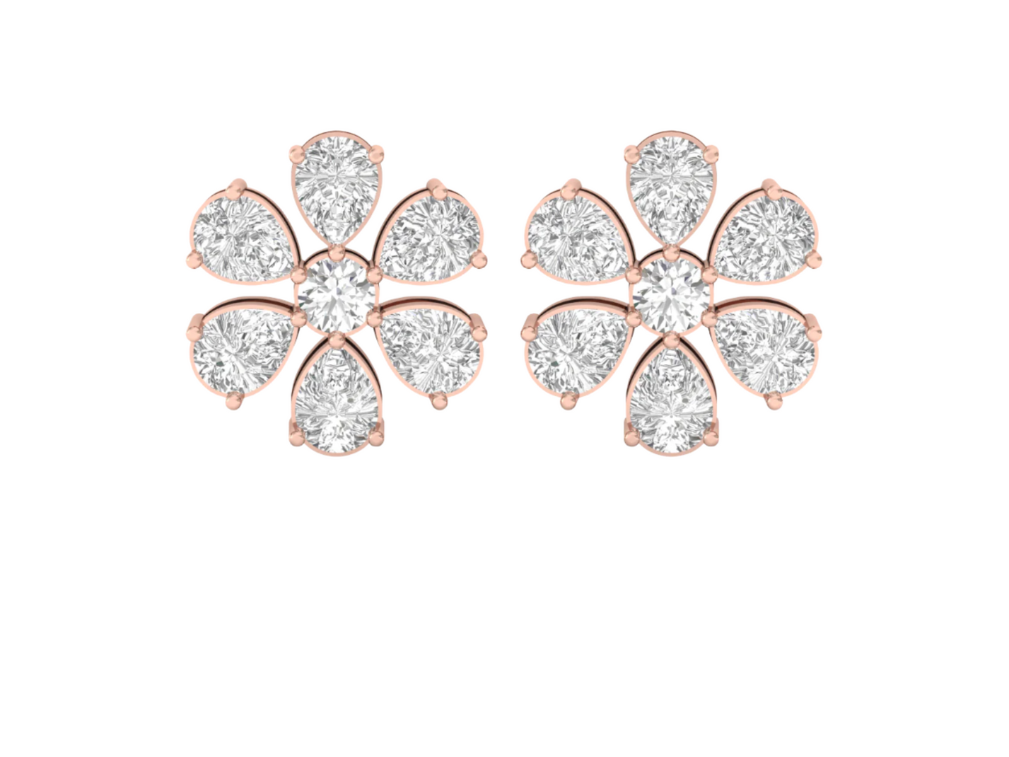 Diamond Petal Cluster Earrings
